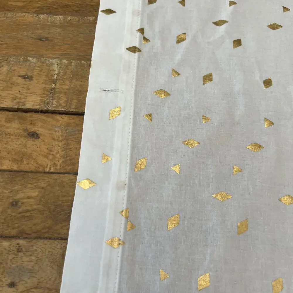 Room Essentials Shower Curtain White & Gold Diamond 70.5x69 in 100% Cotton